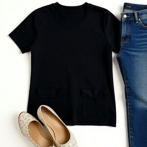 Banana Republic Short Sleeve Sweater Womens Sz M Contemporary Chic Pocketed Top